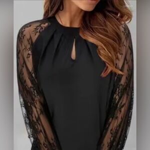Black Relaxed Lace Blouse
